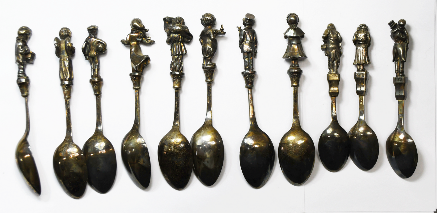 Reed & Barton 1980-87 Silver Plated Christmas Spoons 3 Carol & 1990 Bell