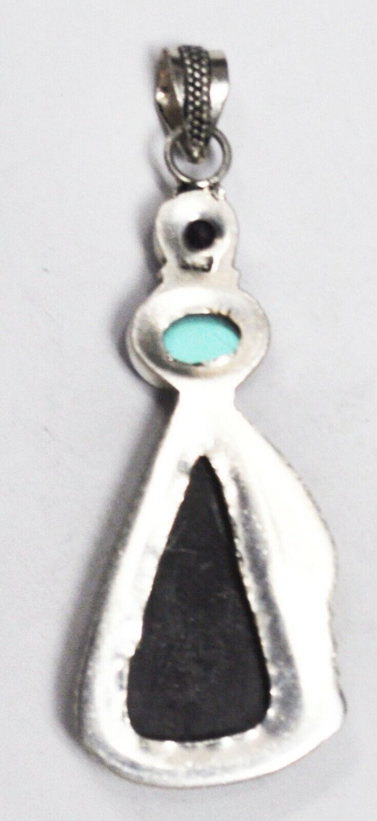 Sterling Silver Black Grey Purple Teardrop 3" x 27mm Pendant 8mm Bale