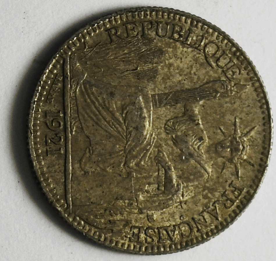 1921 French Indo China 10 Ten Cents KM# 16.1 Silver Coin