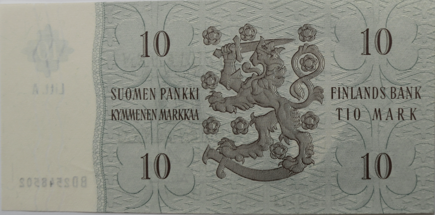 1963 Finland 10 Ten Markkaa Suoment Pankki Uncirculated Banknote BD2548502
