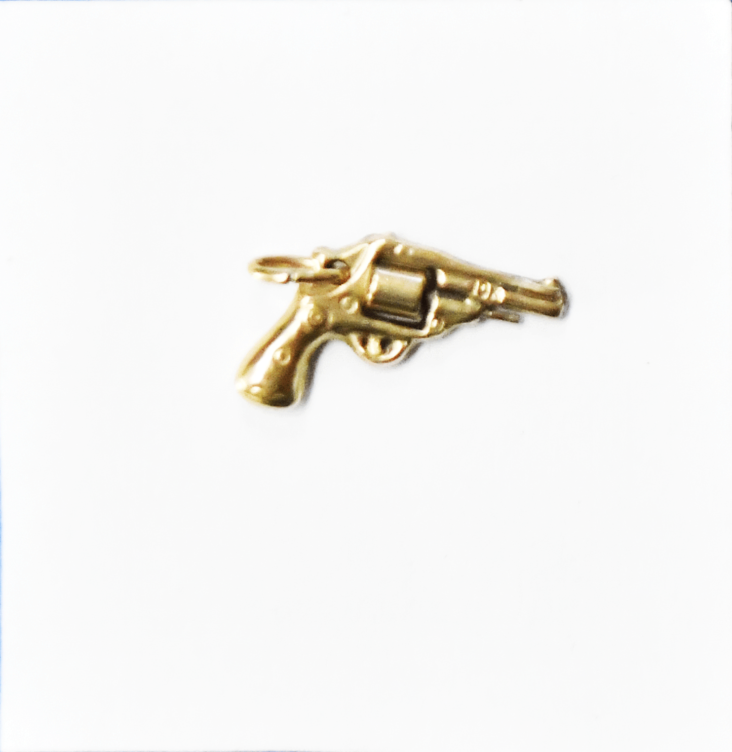 14k Yellow Gold Pistol Revolver Gun Charm 23mm x 15mm