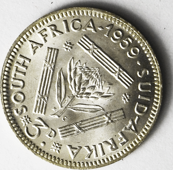1964 South Africa 3p Three Pence Silver Coin KM# 47 Uncirculated