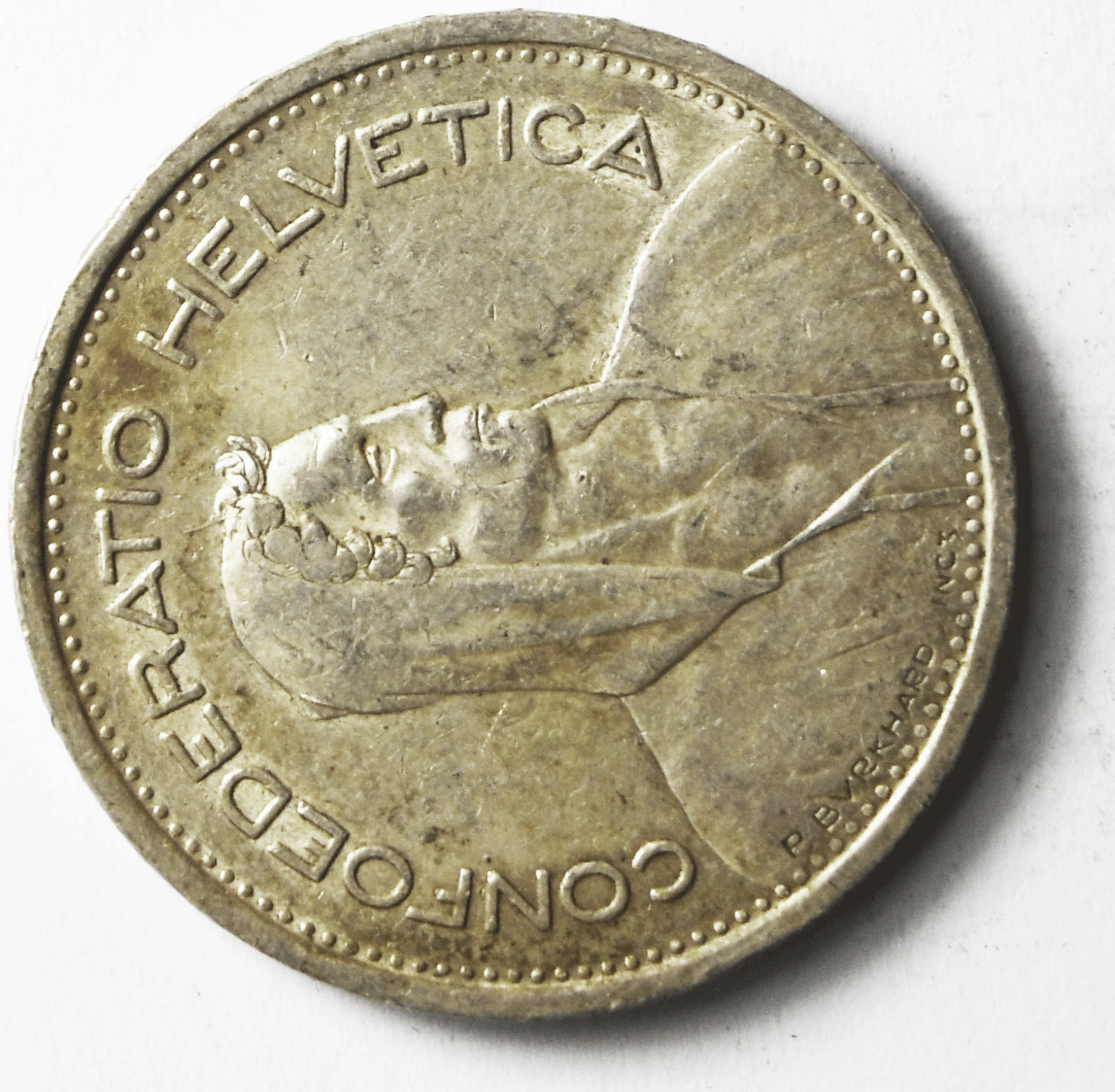 1954 B Switzerland Five 5 Francs KM# 40 Silver Coin