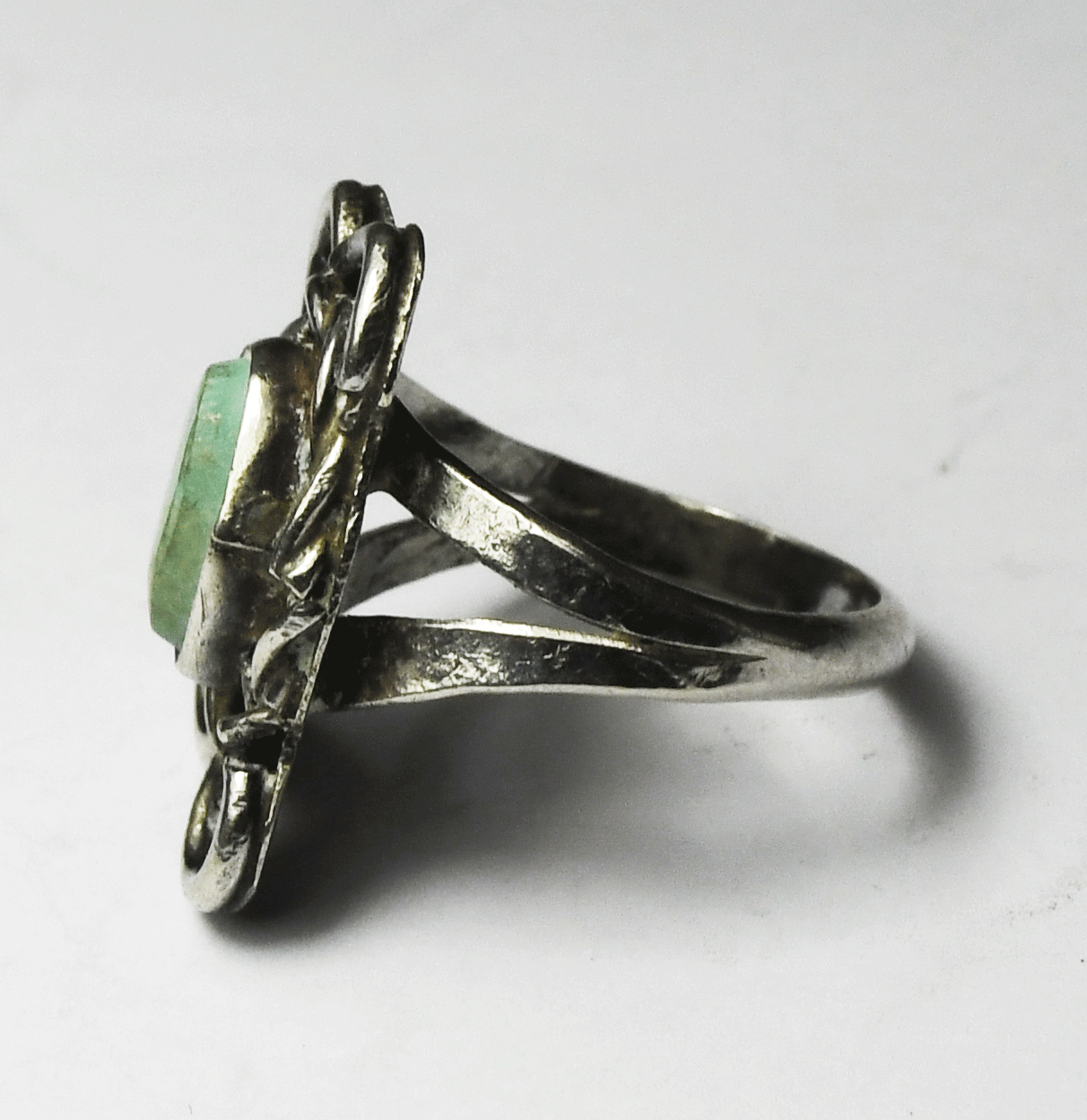Sterling Silver Vintage Pale Turquoise Ring 22mm Size 6-1/2