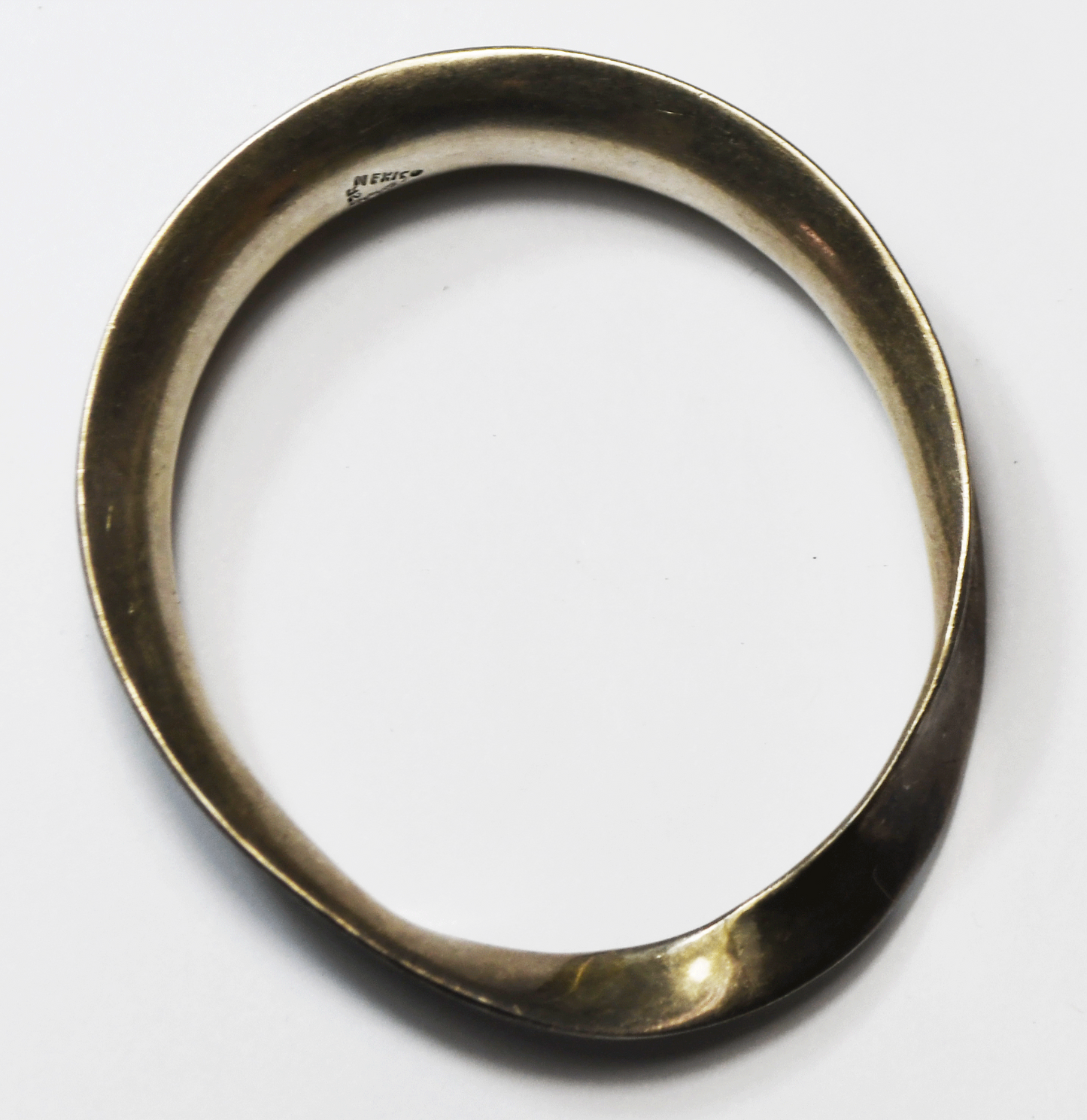 Sterling Silver Concave Mexico Medium Bangle Twist 16mm Bracelet 49g