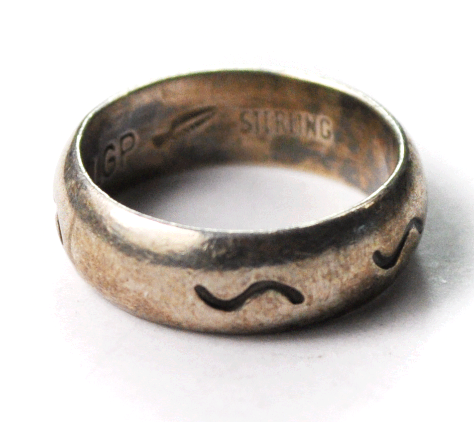 Sterling Silver LGP Arrow Signed Squiggle Band Ring 5mm Size 5