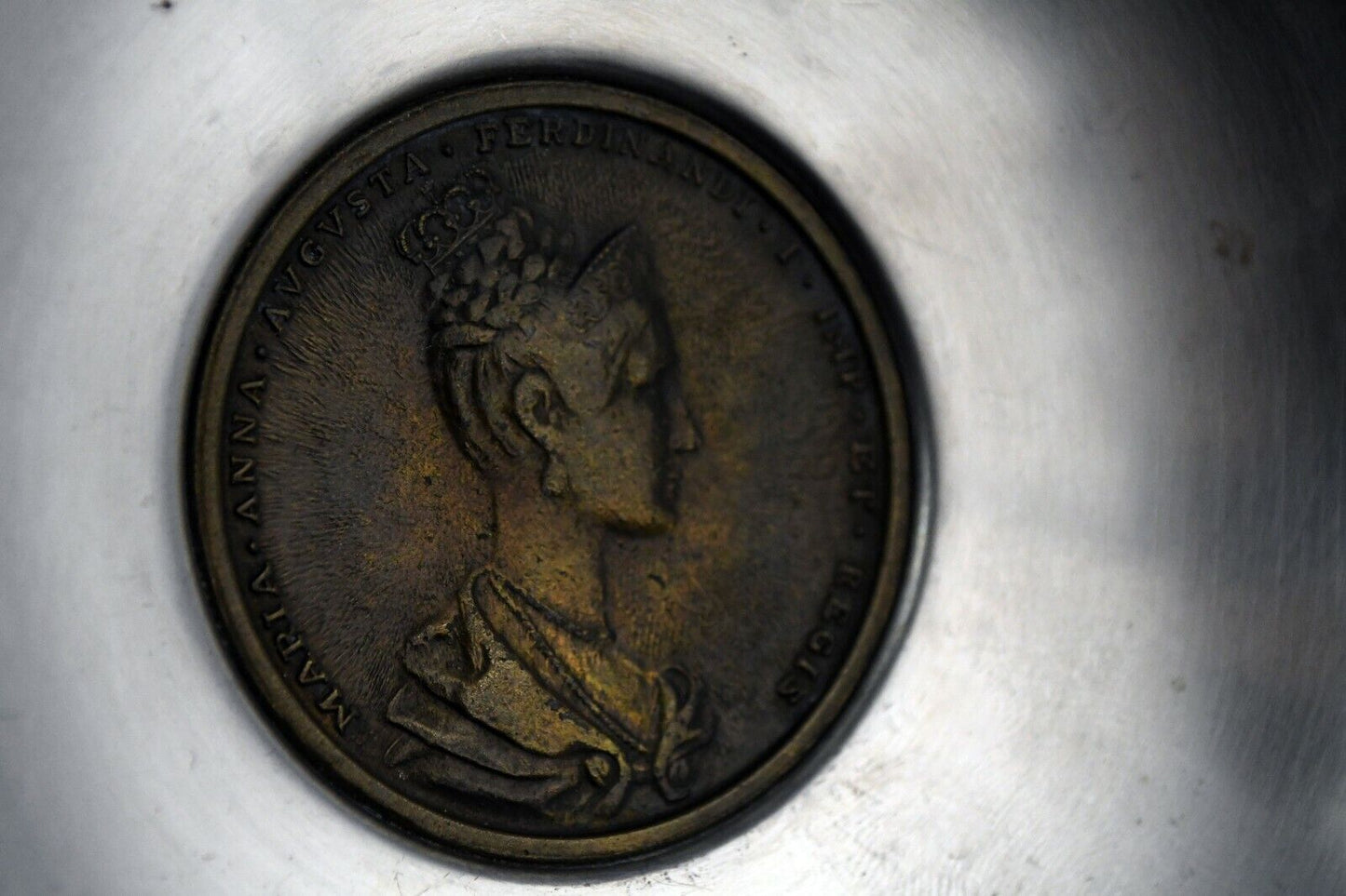 1836 Ferdinand I & Maria Anna Augusta Bowl Dish Austria Prague Coronation Medal