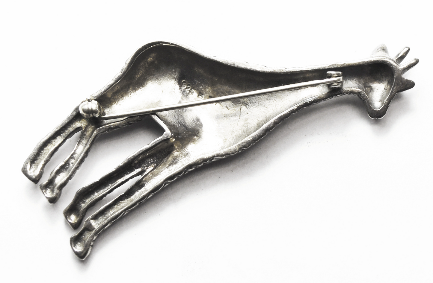 Sterling Silver Giraffe Brooch Pin 66mm x 23mm