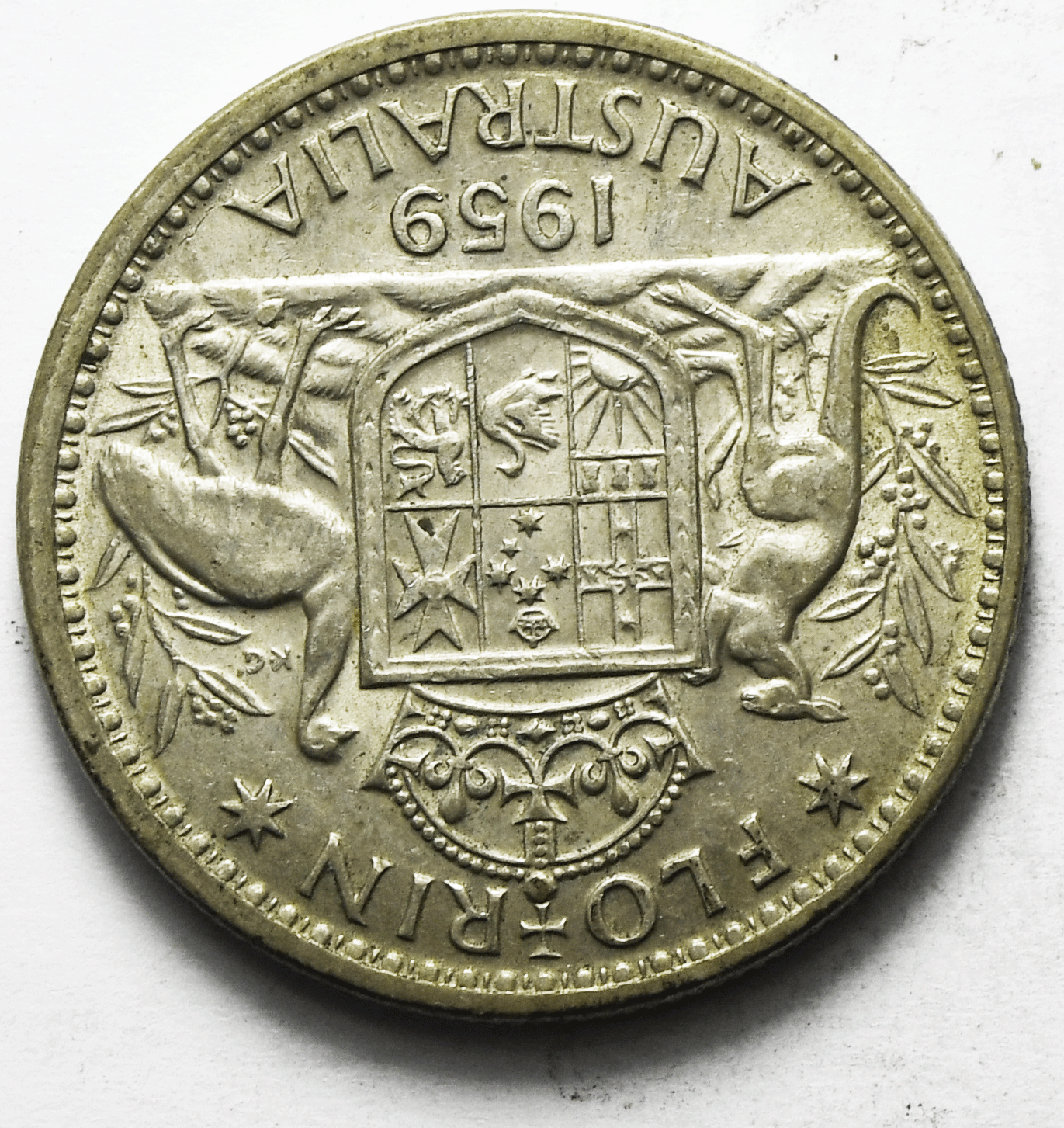 1959 Australia Florin Silver Coin KM# 60
