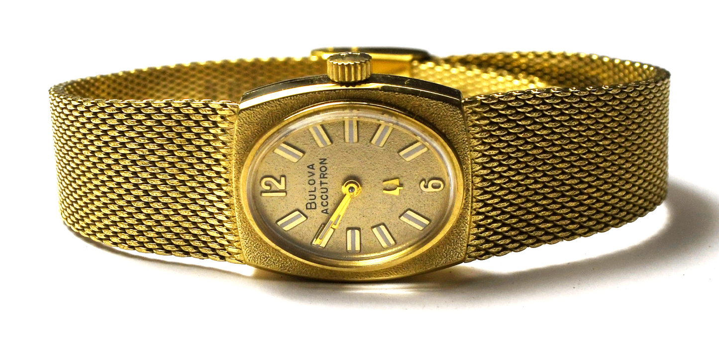 1974 Women's Bulova Accutron 2210 Gold Filled w Box & Papers 7.5" Not Running