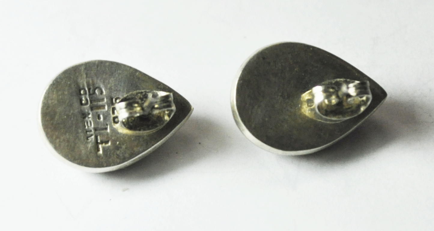 Sterling Silver Bright Green Turquoise TL-115 Teardrop Earrings 13mm x 18mm