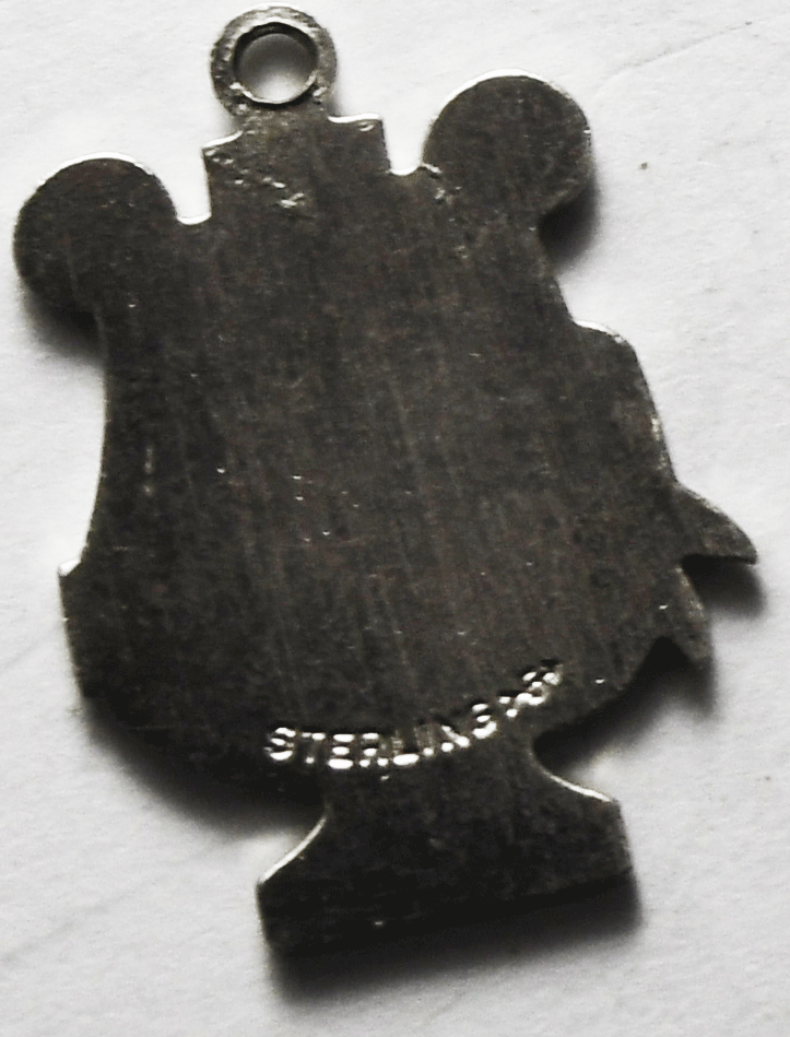 Sterling Silver Griffith Enamel Choir Harp Charm 19mm x 14mm Red White Blue