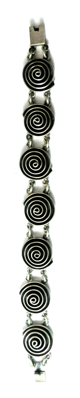 Sterling Silver Domed Spiral Link Bracelet 19mm 7-3/4" Box Closure