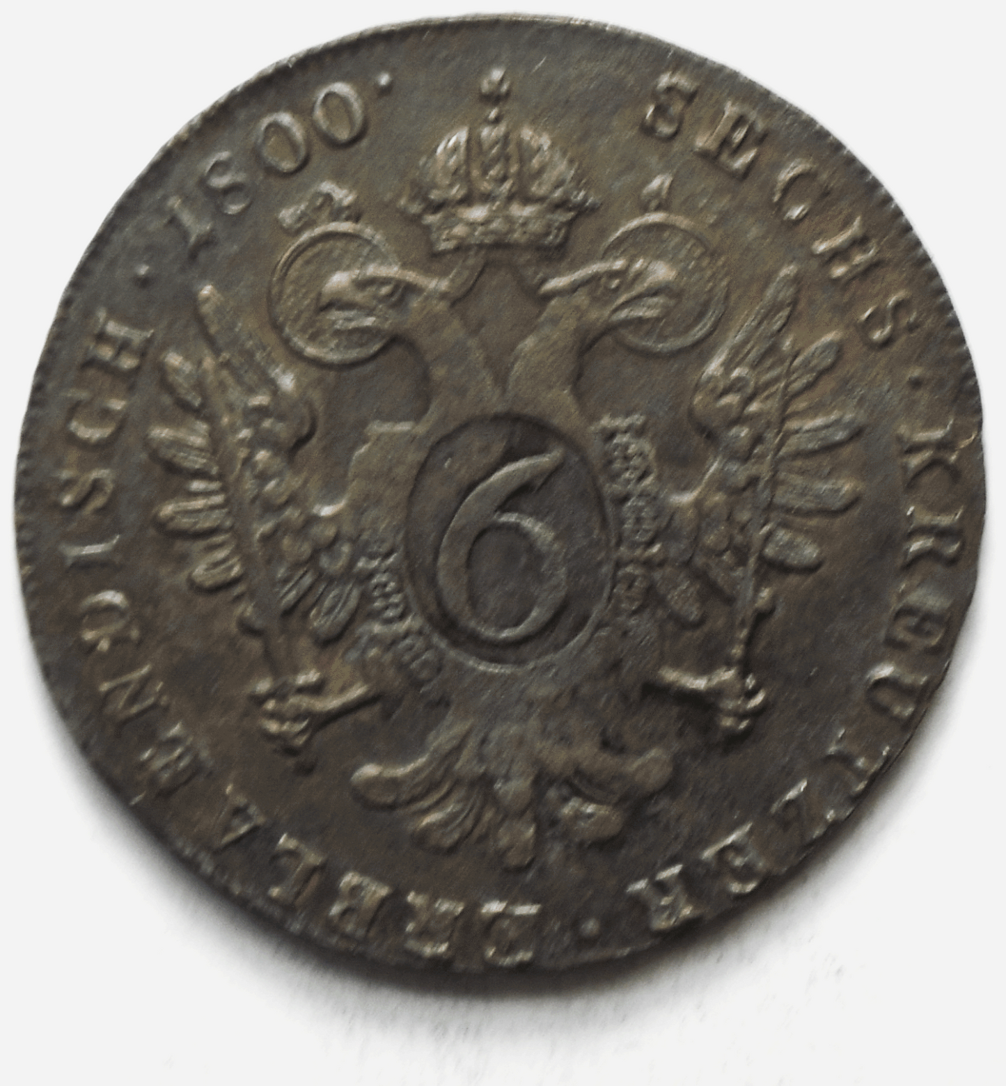 1800 F Austria 6 Kreuzer KM# 2128 Copper Coin