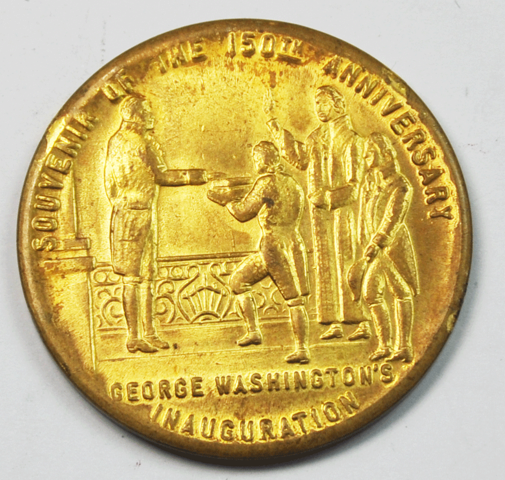 1939 New York World's Fair B-3002 Gilt Medal 31mm Washington Inauguration
