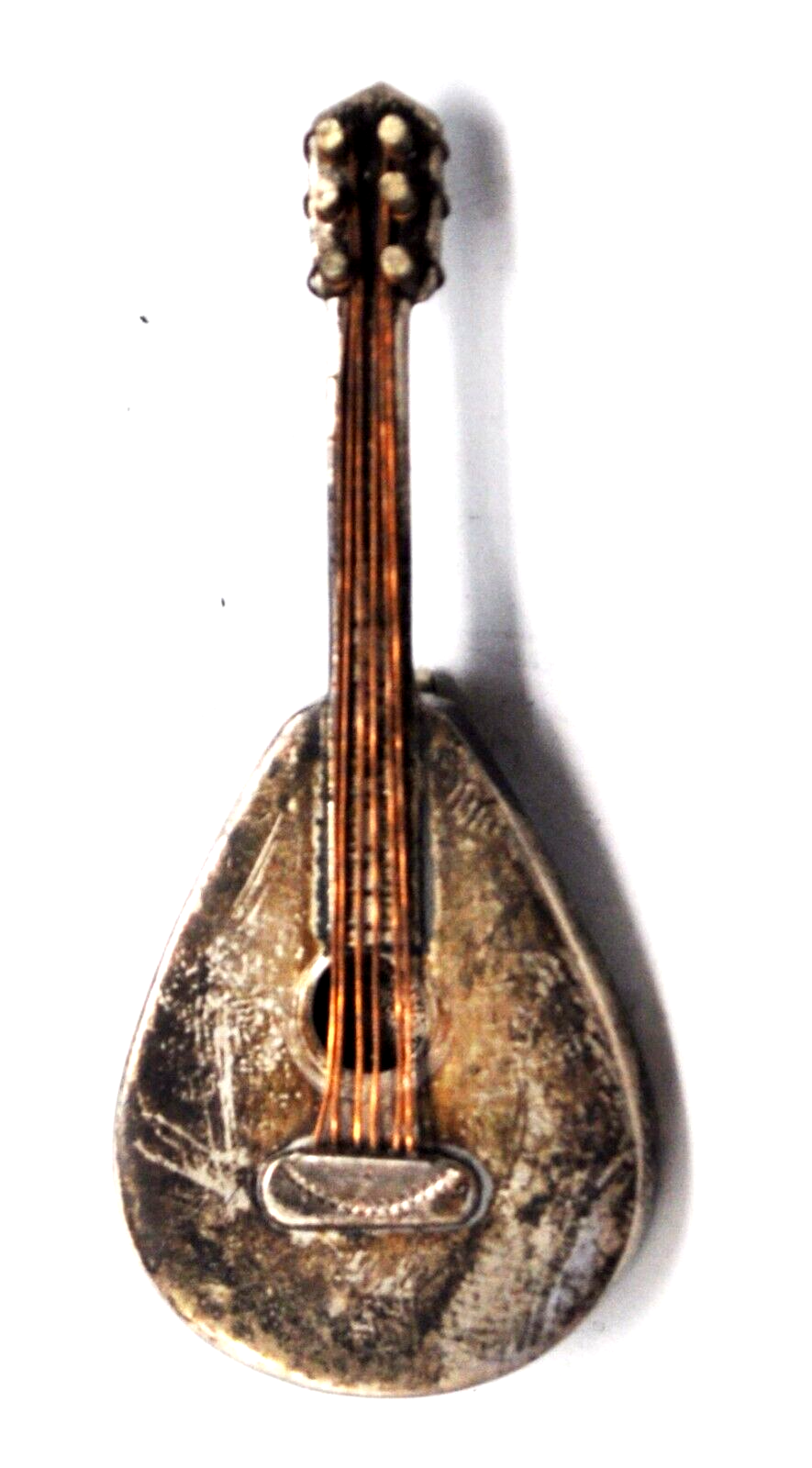 Sterling Silver HD Guitar Brooch Pin 55mm x 23mm