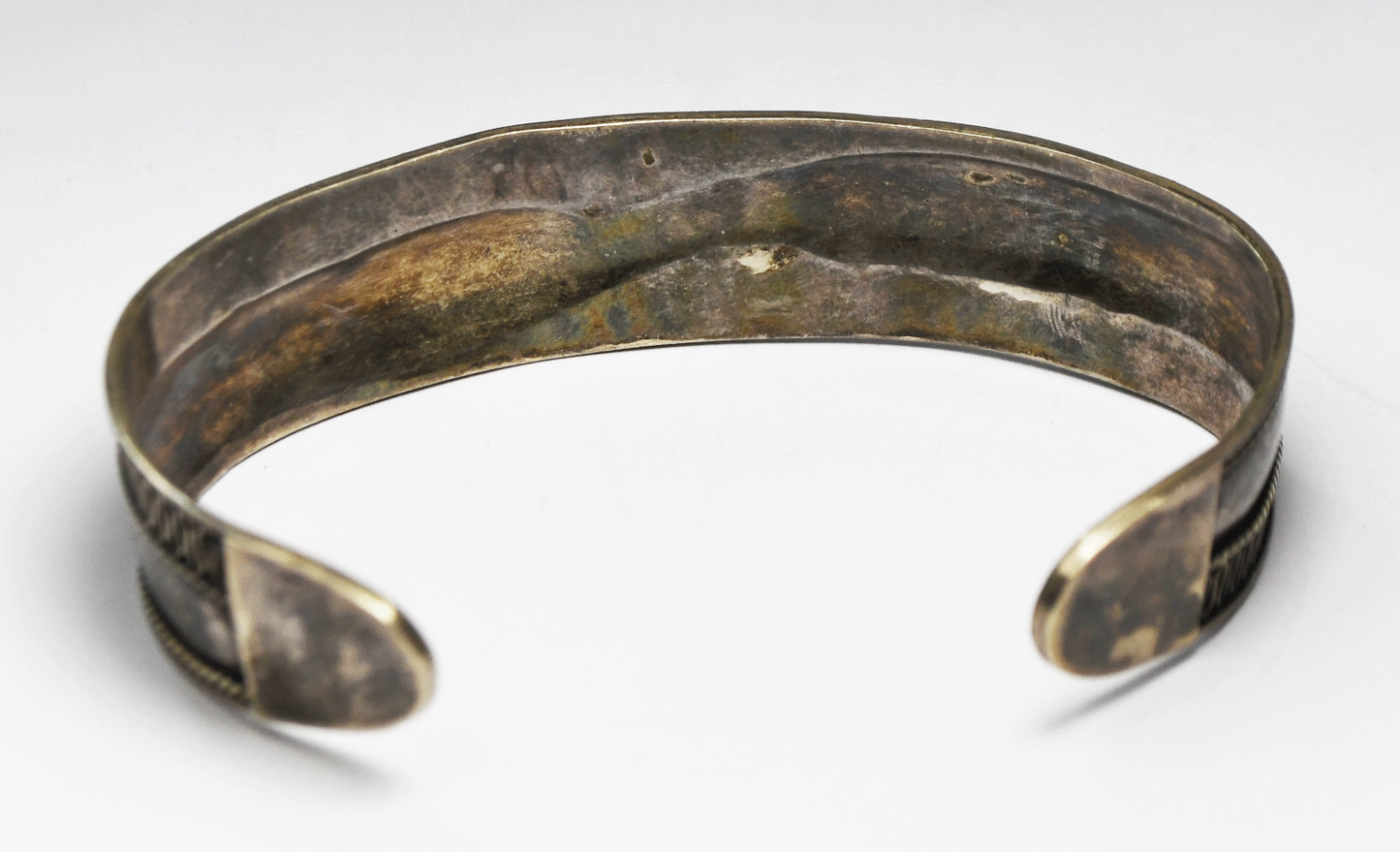 Sterling Silver Dot Squiggle Cuff Bracelet 13mm 7.25" Wrist  13g