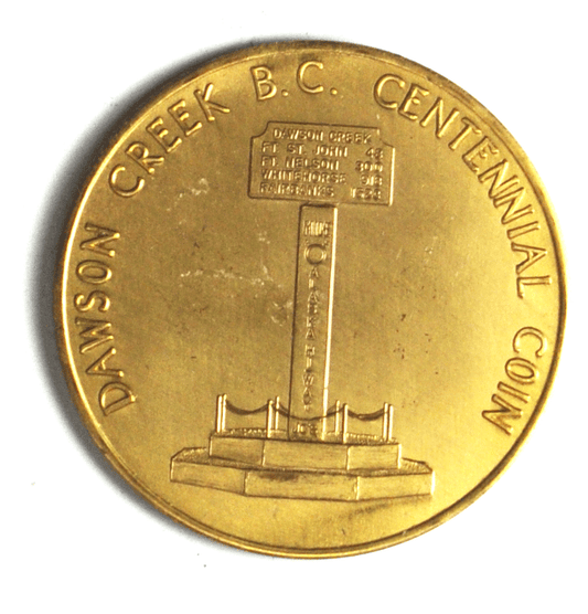 Dawson Creek Centennial Coin Peace River Project 1967 Canadian Medal 40mm