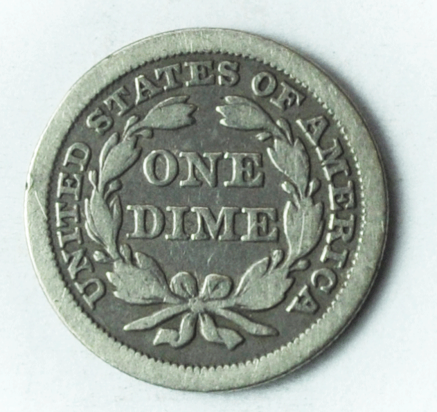 1858 10c Seated Liberty US Silver Dime Rare Ten Cents Philadelphia