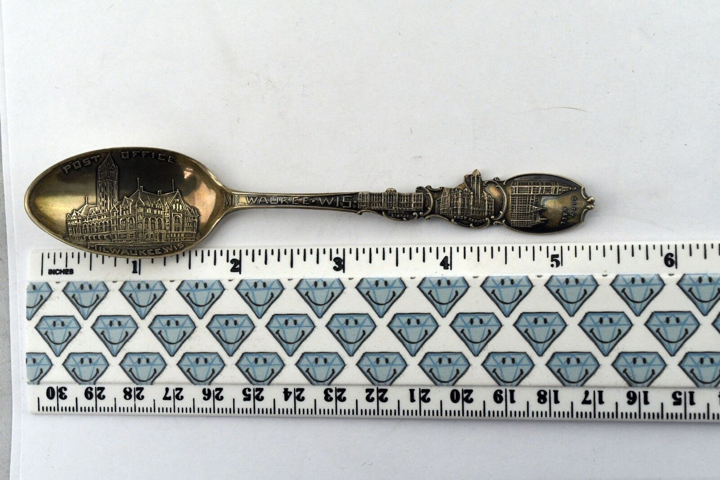 Milwaukee Wisconsin Post Office Sterling Souvenir Spoon City Hall Library Gimbel