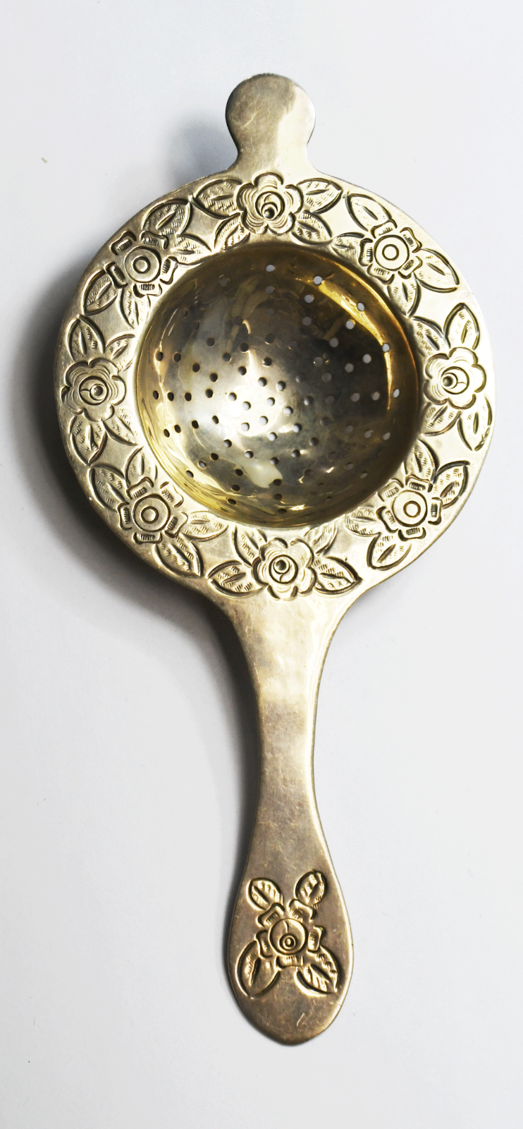 Sterling Silver Mexico Maciel Flower Tea Strainer Infuser 6-3/4"