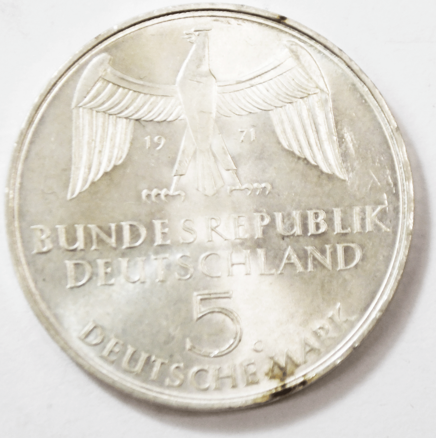 1971 G Germany Federal Republic 5 Mark Silver Coin KM#128.1