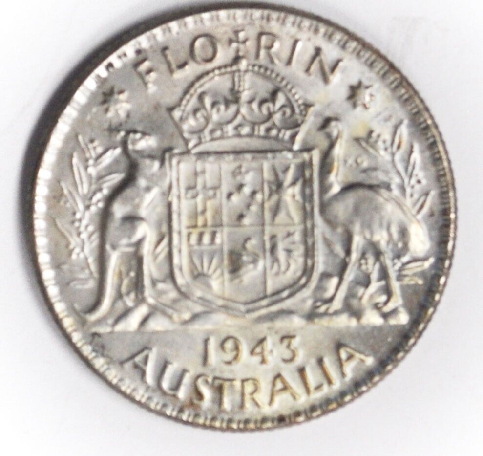 1943 Australia Florin Silver Coin KM# 40