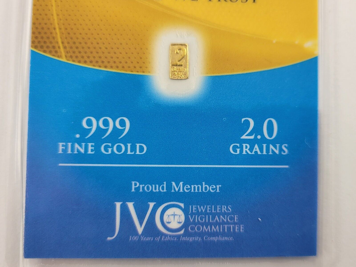 2 Grain .999 FINE GOLD BAR BENCHMARK STRATEGIC METALS Certified USA Sealed