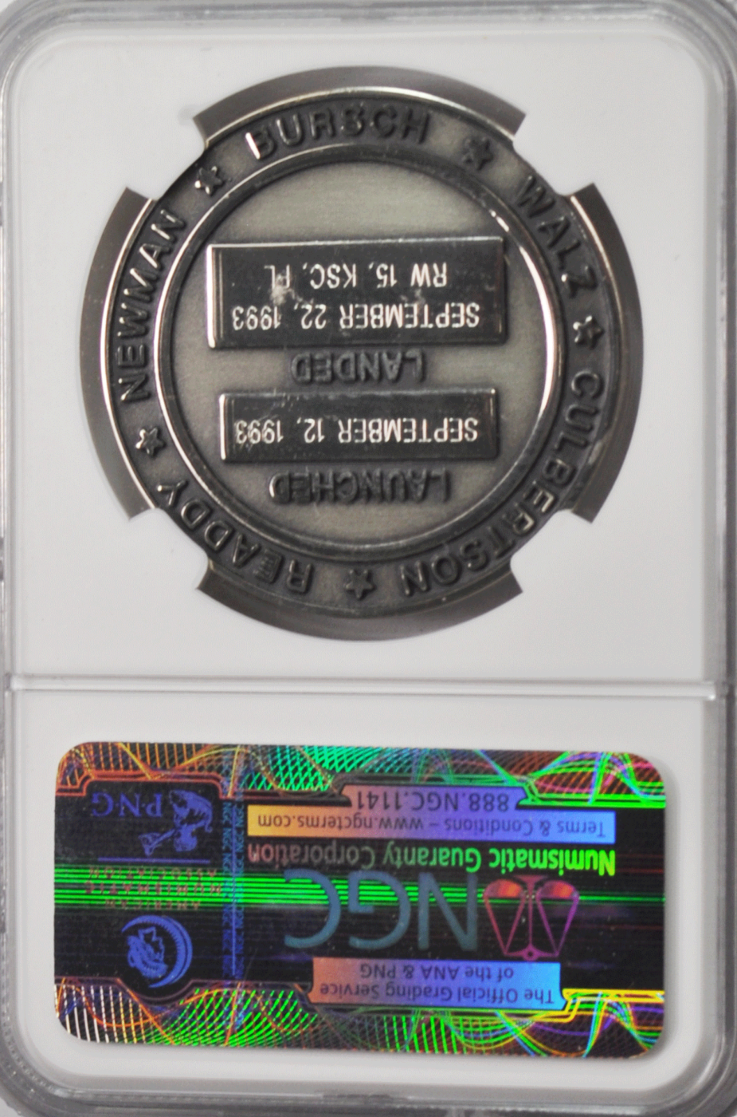 1993 STS-51 Robbins Silver Space Medal Unflown #104 NGC MS63 Discovery