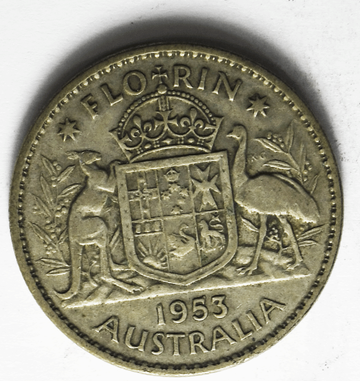 1953 Australia Florin Silver Coin KM# 54