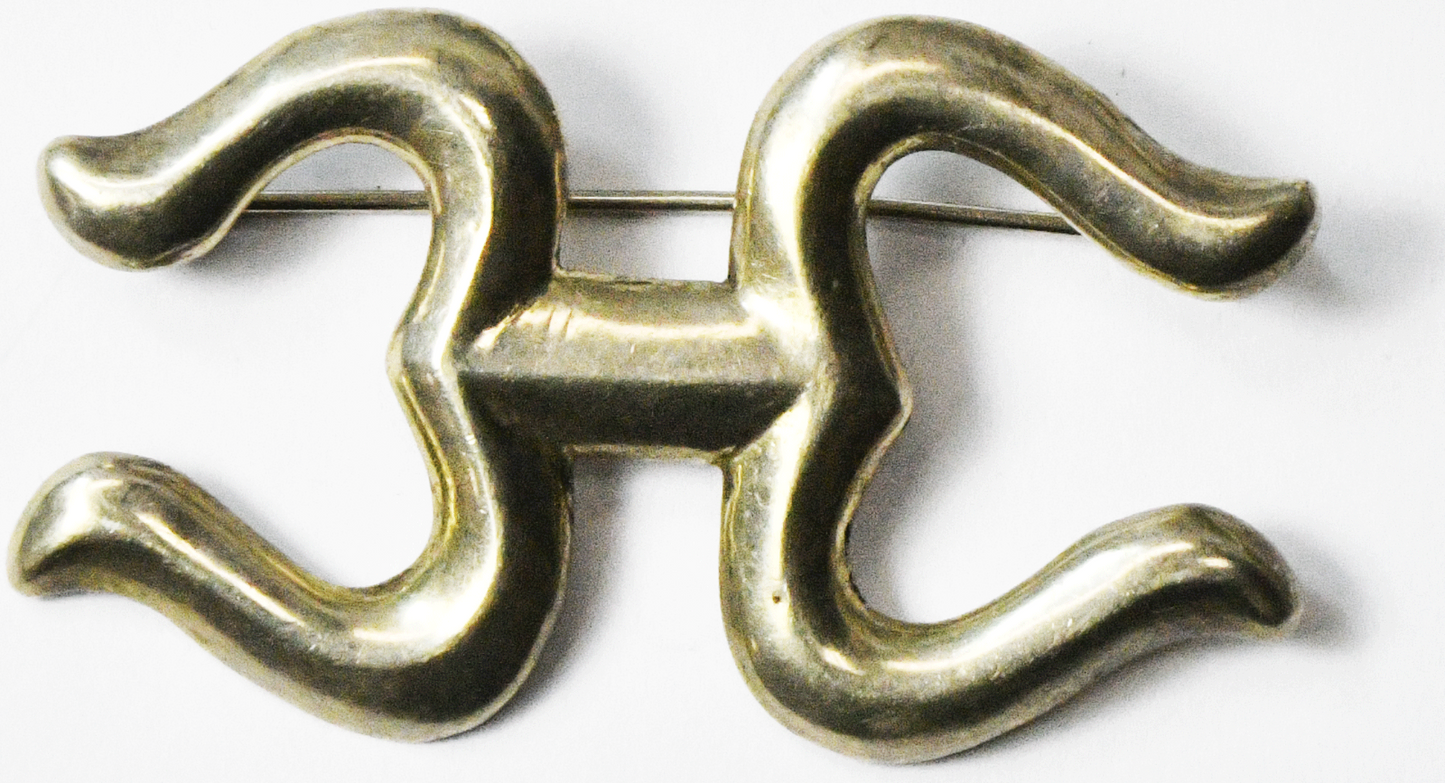 Sterling Silver Sand Cast Bar Scroll Brooch Pin 49mm x 28mm