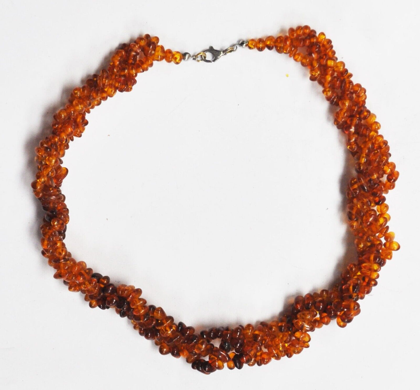 Silver Plate Natural Amber Cluster Molecule Woven Beads 17mm 16"