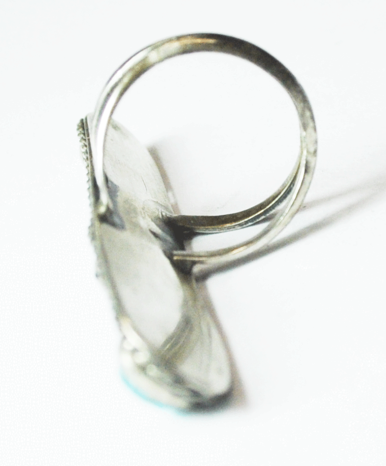 Sterling Silver Four Turquoise Elongated Pea Pod Ring 55mm Size 8