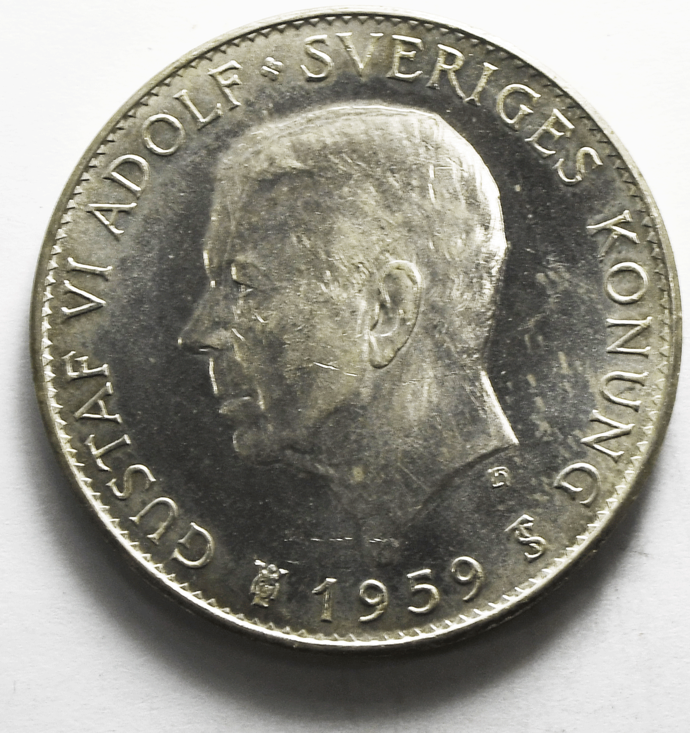 1959 TS Sweden 5 Five Kronor Silver Coin KM# 830