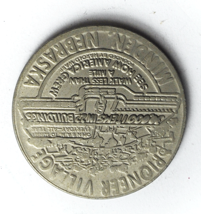 Nebraska Minden Pioneer Village Harold Warp Attraction Good Luck Token 28mm