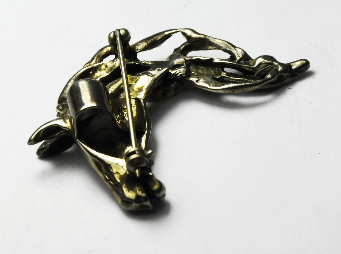 Sterling Silver Horse Mane Head Brooch Pin 58mm x 43mm