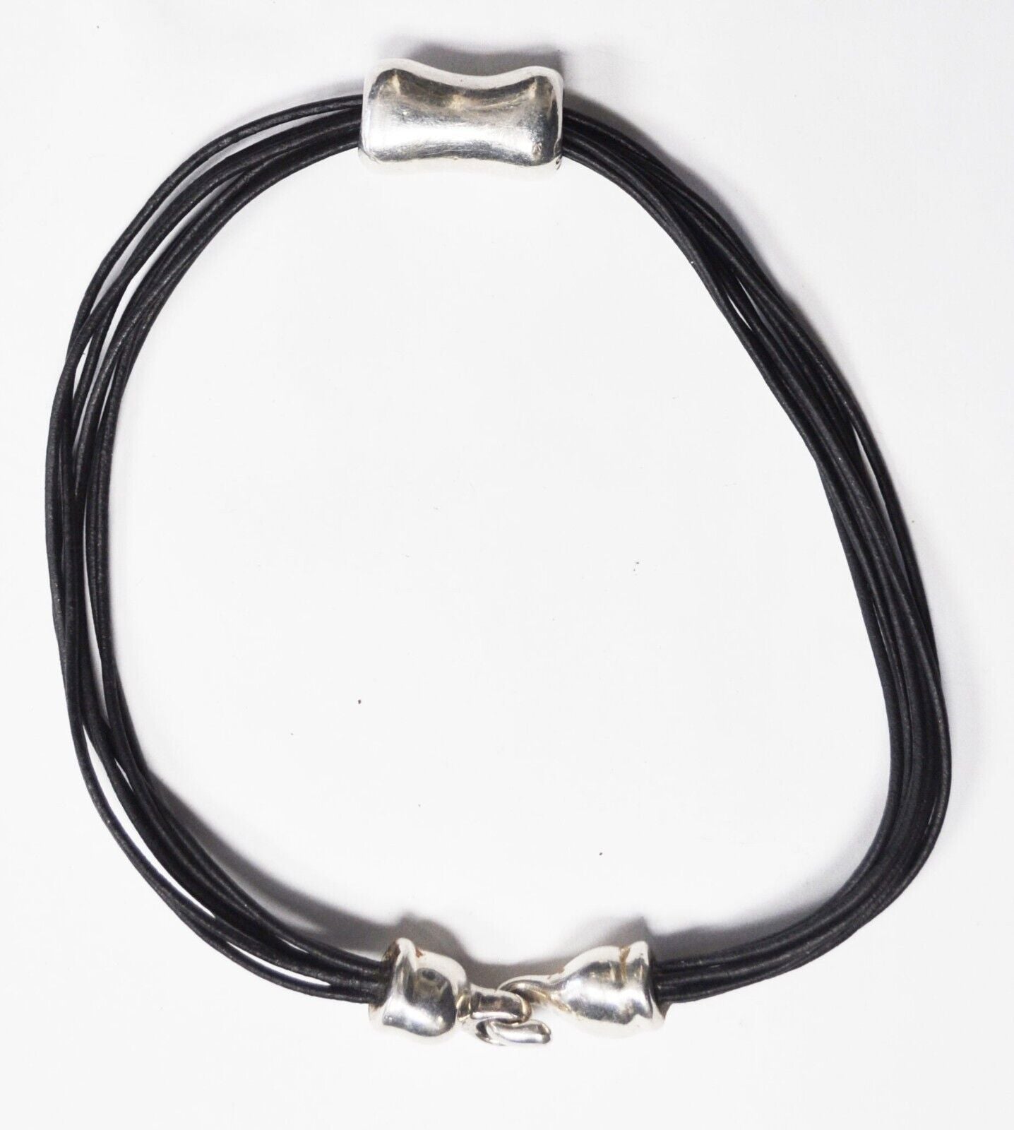 Silver Plated Black 7 Cord 15-3/4" Necklace Slider Tube 17mm Pendant