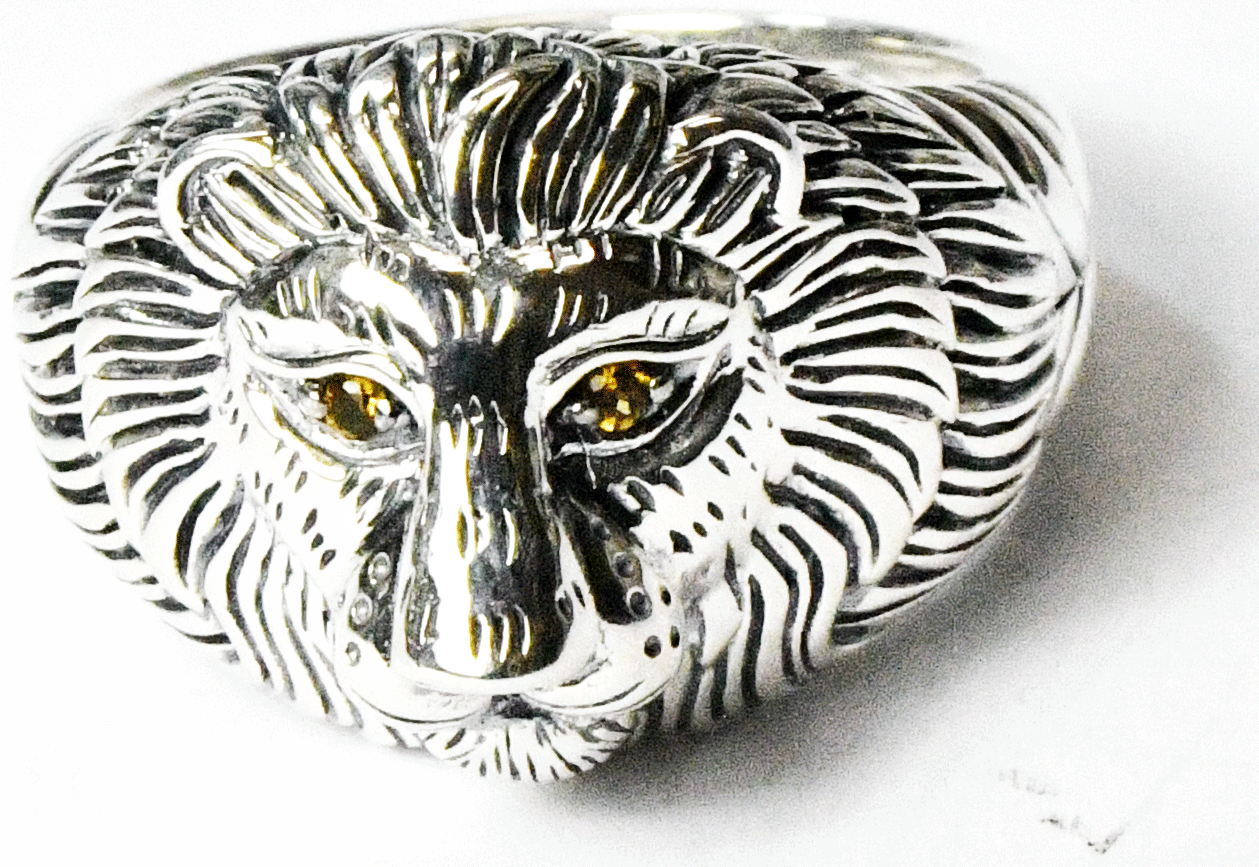 Sterling Silver JAI John Hardy Lion Tiger Cat Head Ring 18mm Size 9