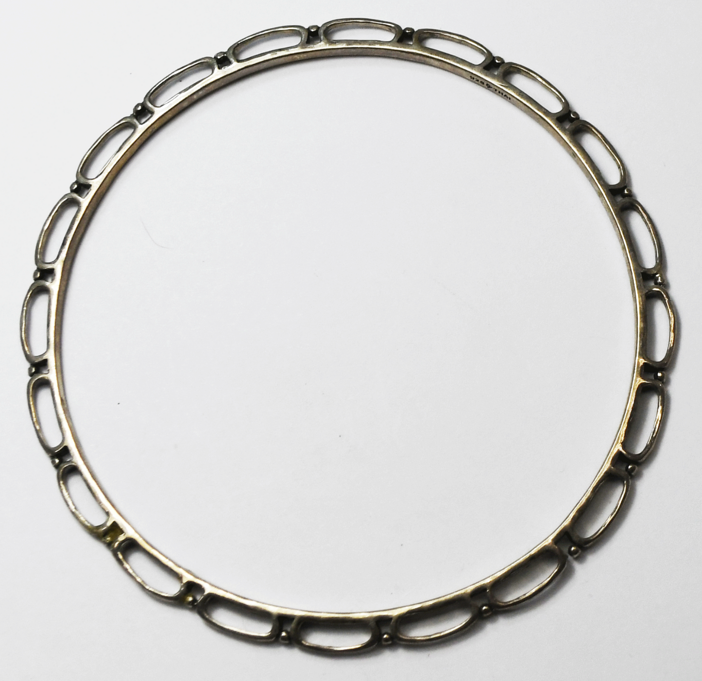 Sterling Silver Silpada Extra Large Bangle Hoop Dot Edge Bracelet 5mm