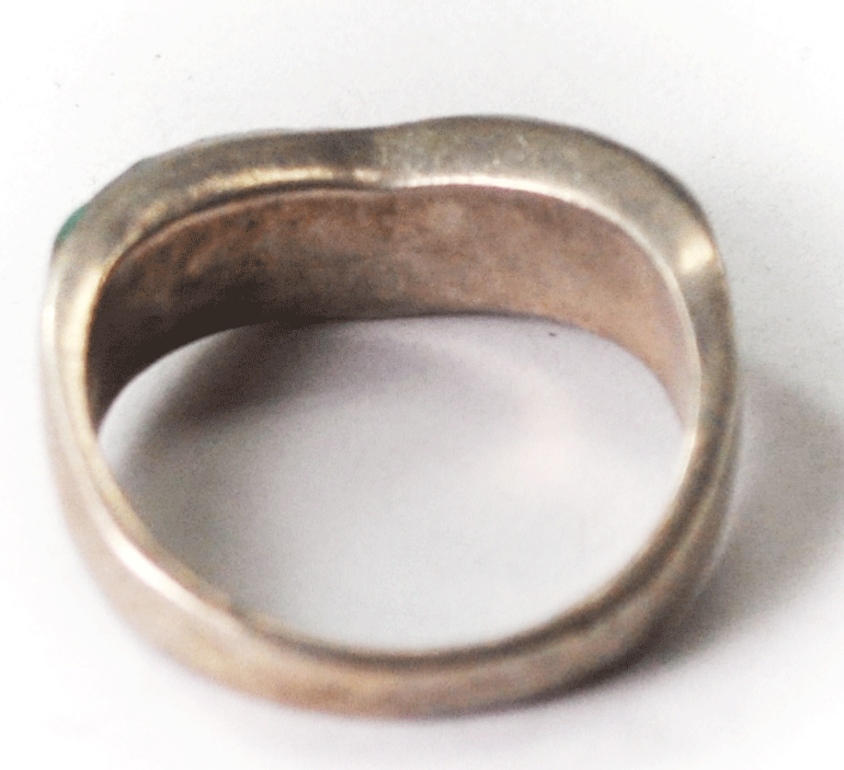 Sterling Silver Colorful Inlay Tiger Tripe Ring Curved Accent Band 7mm Size 9