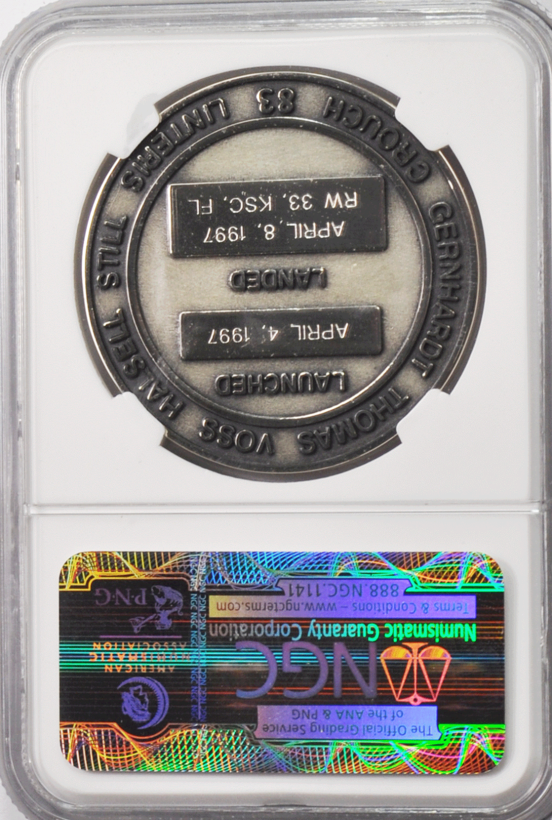 1997 STS-83 Robbins Silver Space Medal Unflown #132 NGC MS66 Columbia