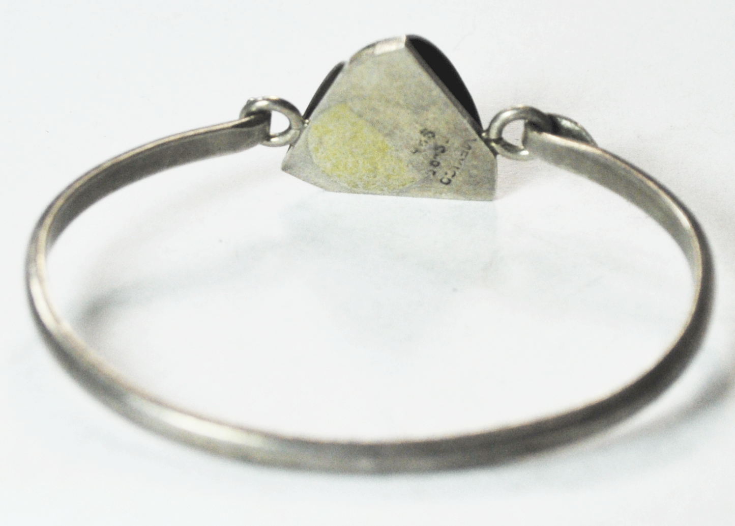 Sterling Mexico Triangle Knot Weave Hinged Latch Bangle 20mm 6-3/4" Wrist