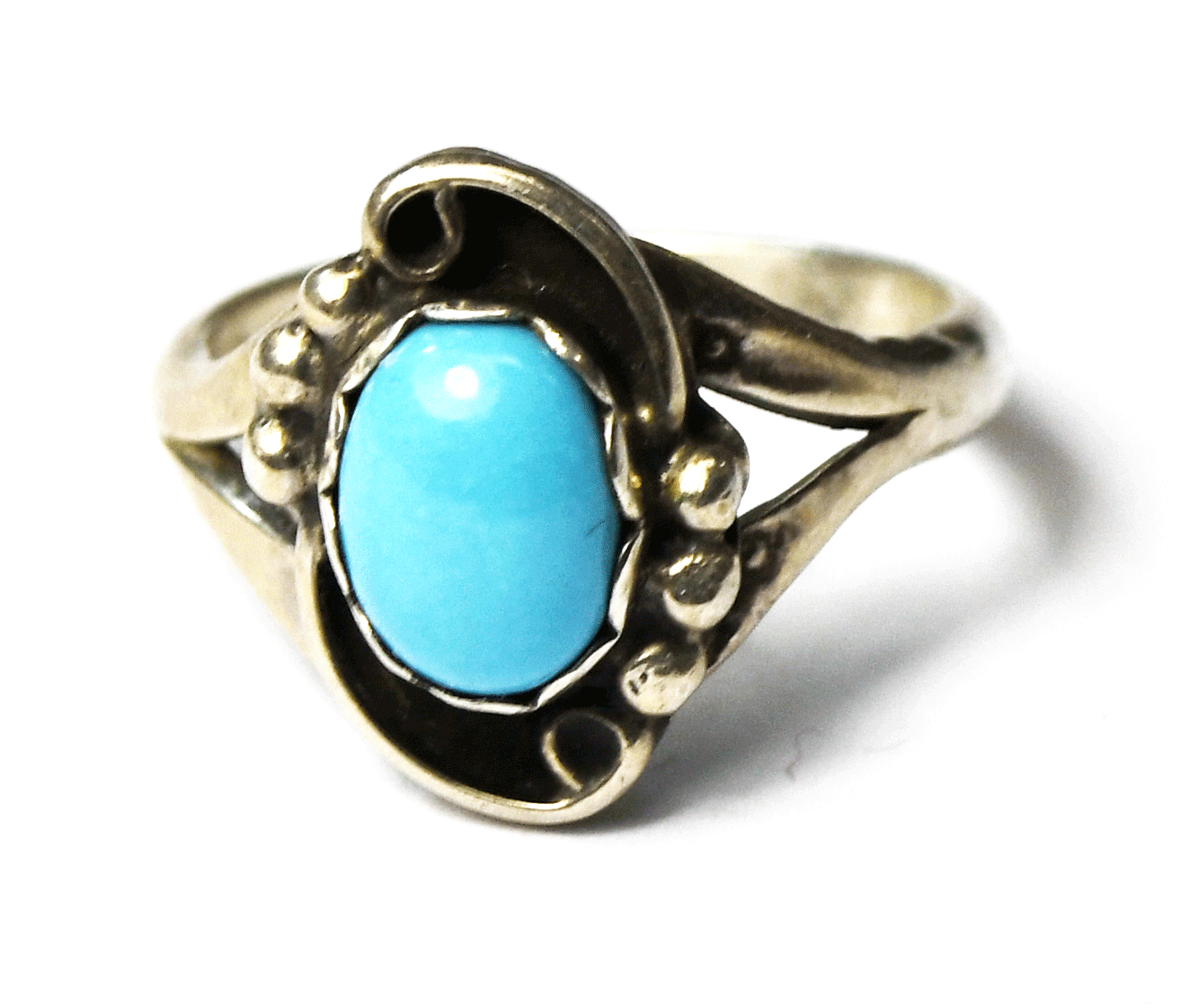 Sterling Silver Princess Turquoise Oval Solitaire Ring 14mm Size 5