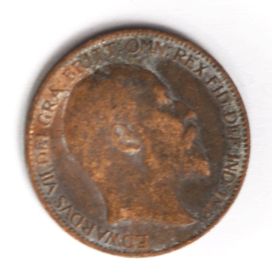 1908 1F Great Britain Farthing Bronze Coin