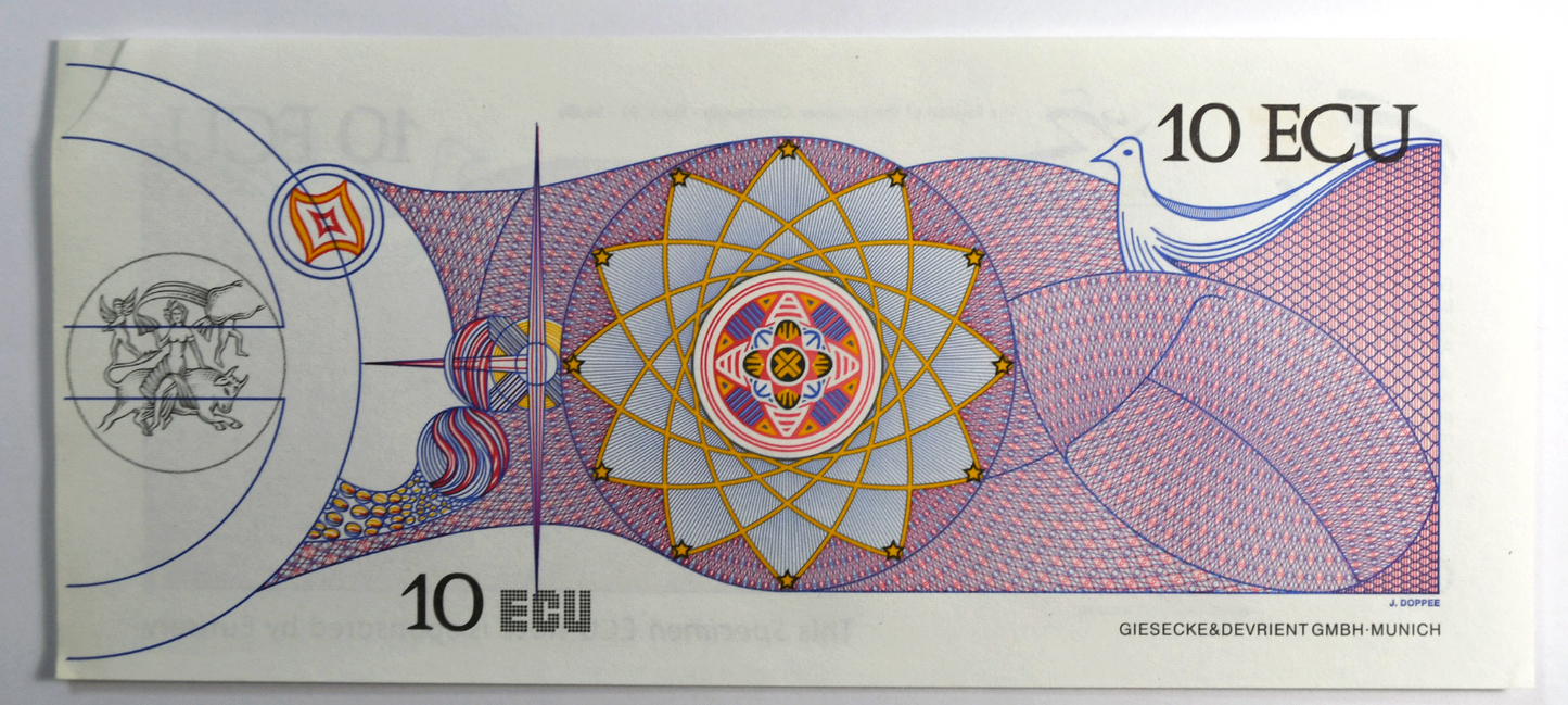 1992 10 ECU Test Advertising Note Specimen Eufiserv Savings Bank of Europe AU
