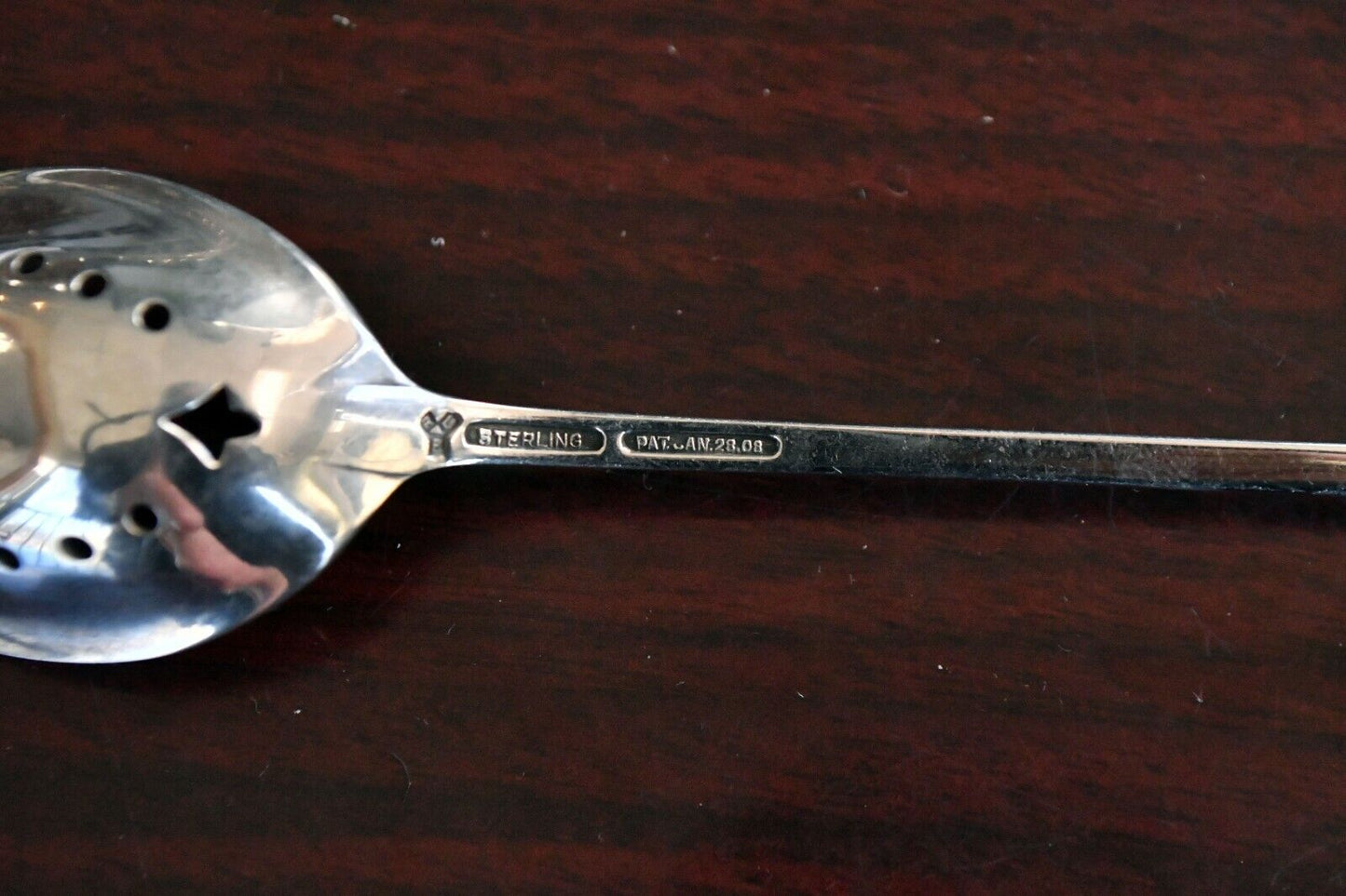 Monticello by Lunt Sterling 6 3/8" Pierced Bowl Long Handle Olive Spoon .54 oz.