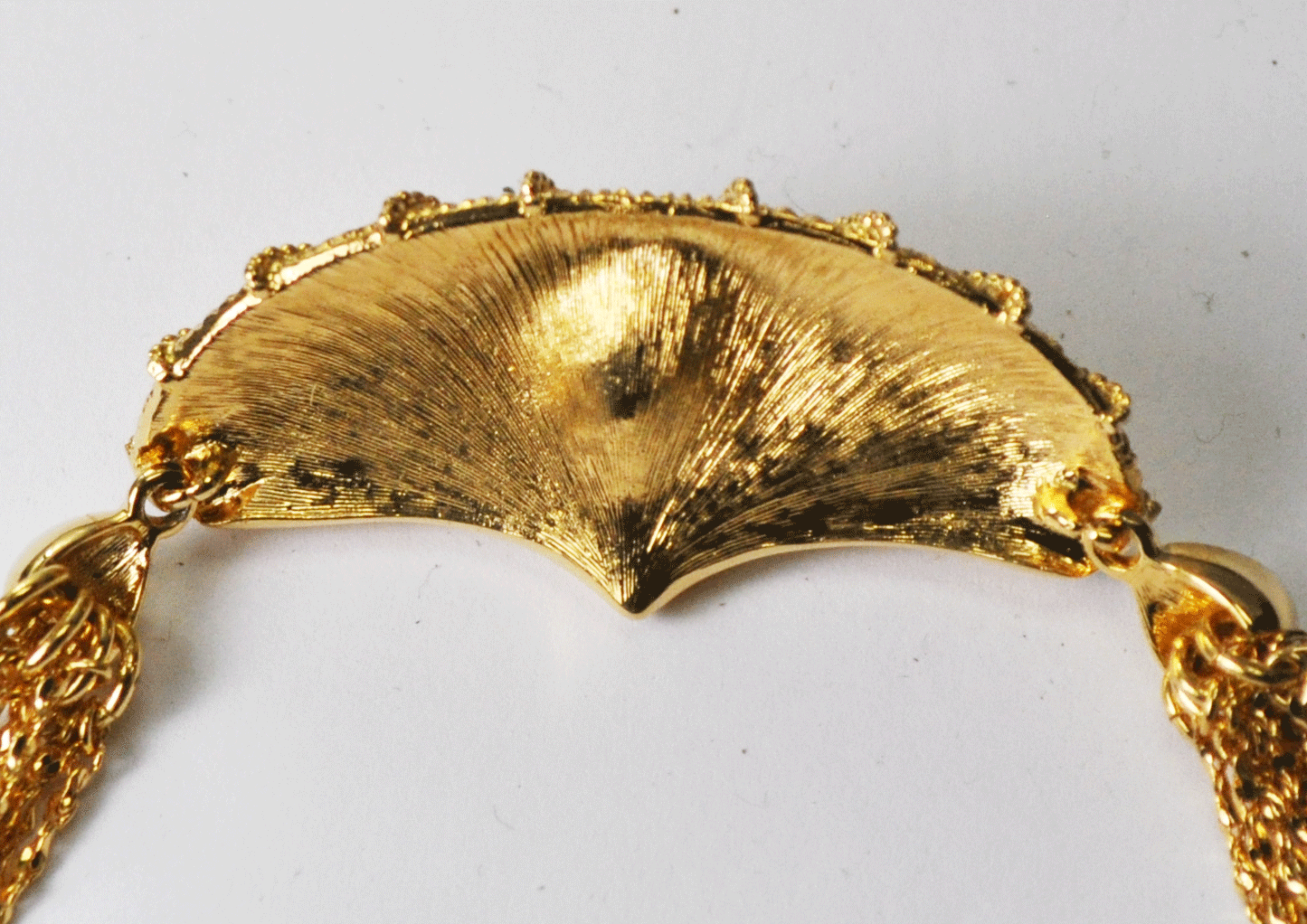 Gold Tone Costume Jewelry Purple Crystal Multi Strand Necklace 21mm 16-3/4"