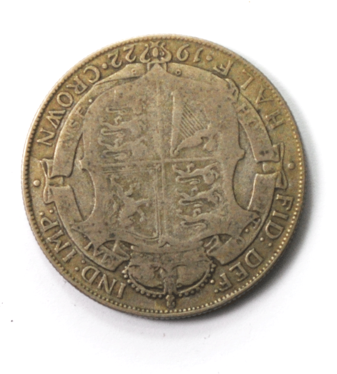 1922 1/2C Great Britain Silver Half Crown KM# 818.1a