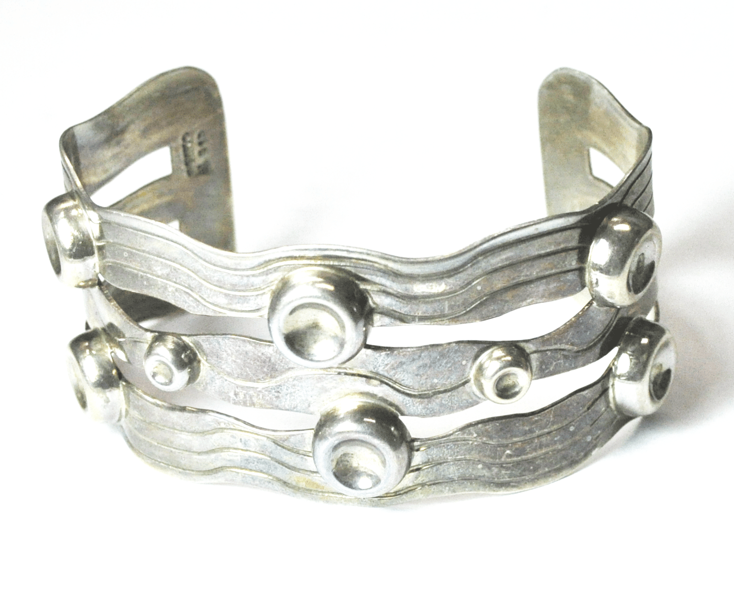 Sterling Silver Silpada Wide Wave Cuff B1166 Bracelet 38mm 7-1/2" Wrist
