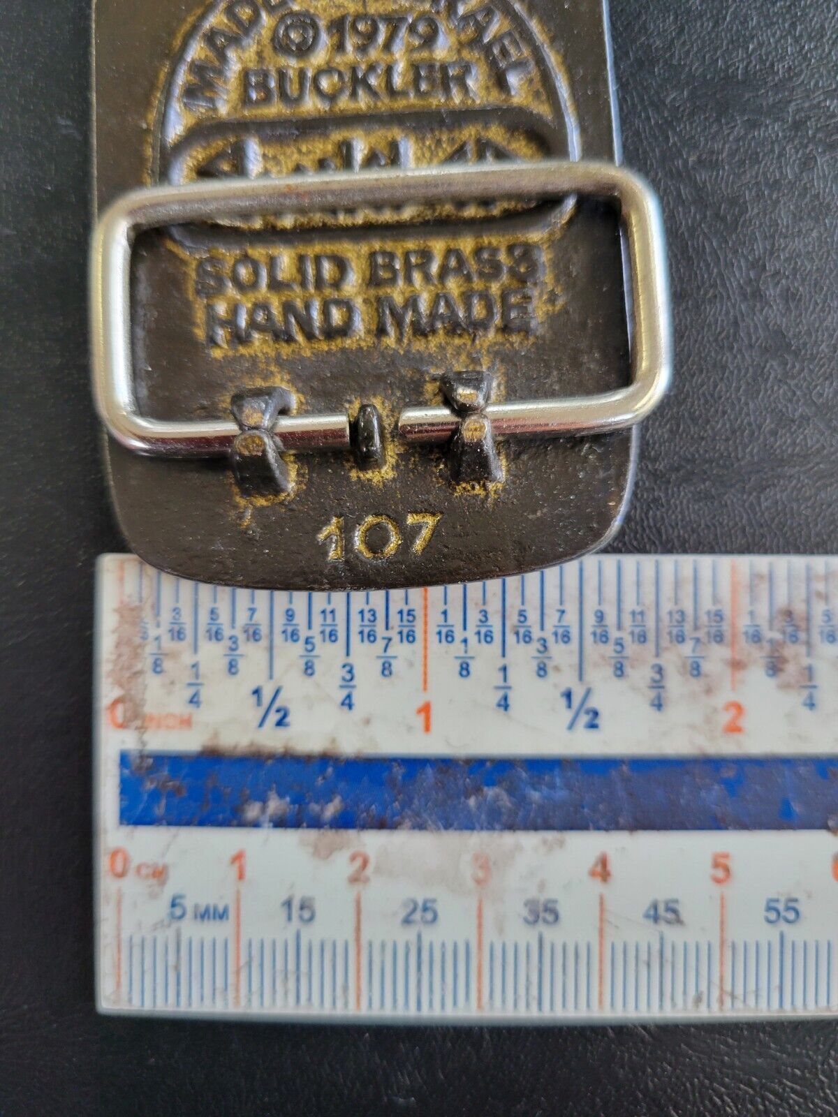 1979 Vintage Jerusalem Brass Belt Buckle Israel Hand Made Buckler